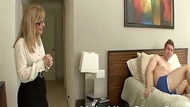 The friend of my mom finds me masturbating