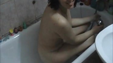 Russian busty mature mom under the shower