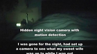 HIDDEN NIGHT VISION CAMERA CAUGHT WIFE MASTURBATING HUMPING & RIDING