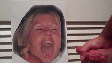 Cumshot tribute on MILF picture