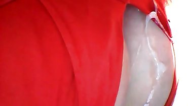 Cumshot on Clothed Tits